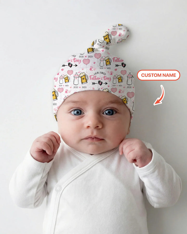Custom Name First Father's Day Drink Bamboo Knotted Hat