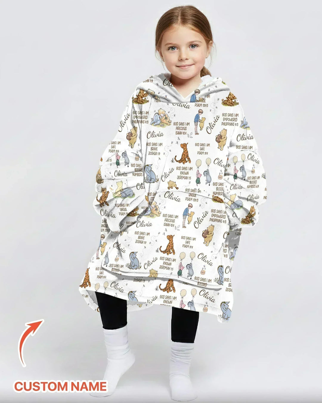 Individueller Name Gott Sagt Ich Bin Klassischer Bär Bambus Decken-Hoodie