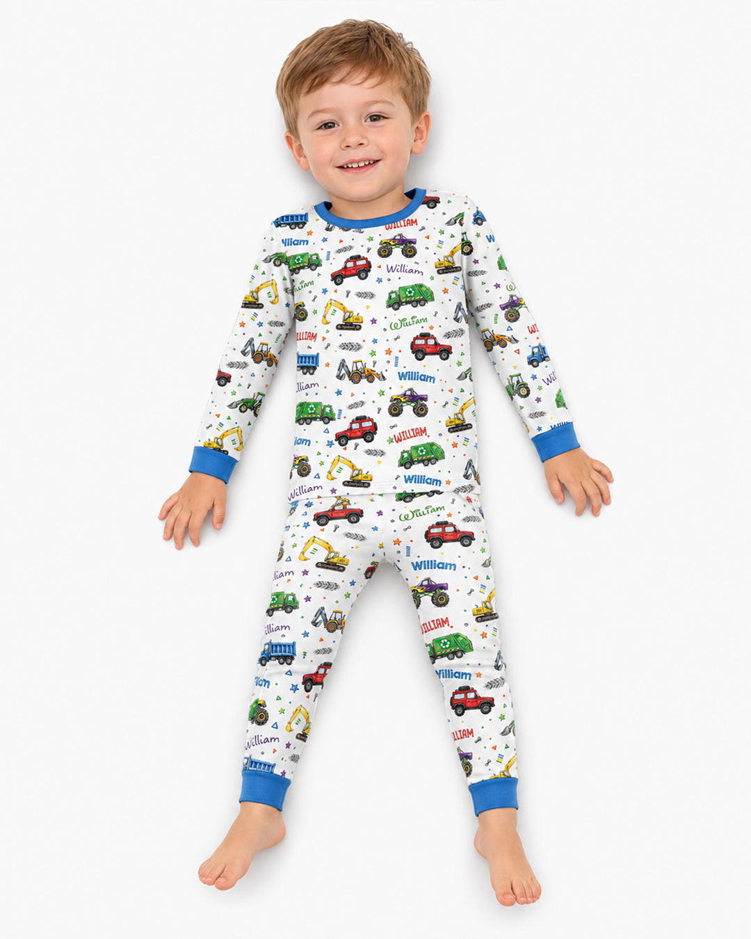 Cars And Trucks Parade Custom Name Bamboo Two Piece Long Sleeve Pajama Set