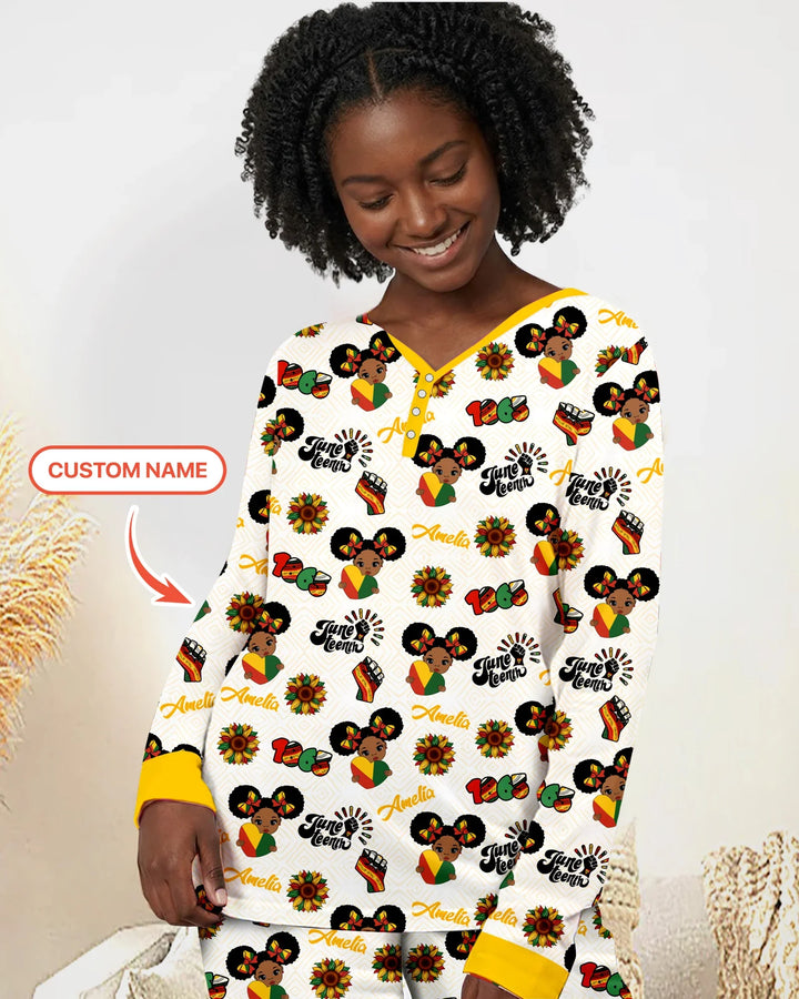 Kundenspezifischer Name Bloom in Freedom Bambus Damen Pyjama Set