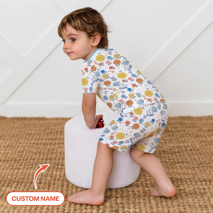 Zweiteiliges Pyjama-Set mit kurzen Ärmeln und Shorts im Sommer-Design