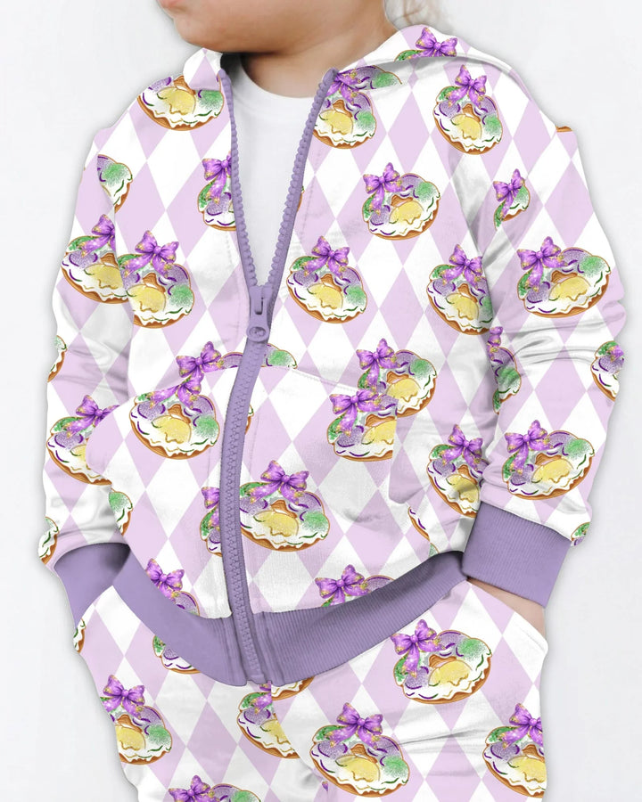 Mardi Gras Donut Bamboo Zip Hoodie