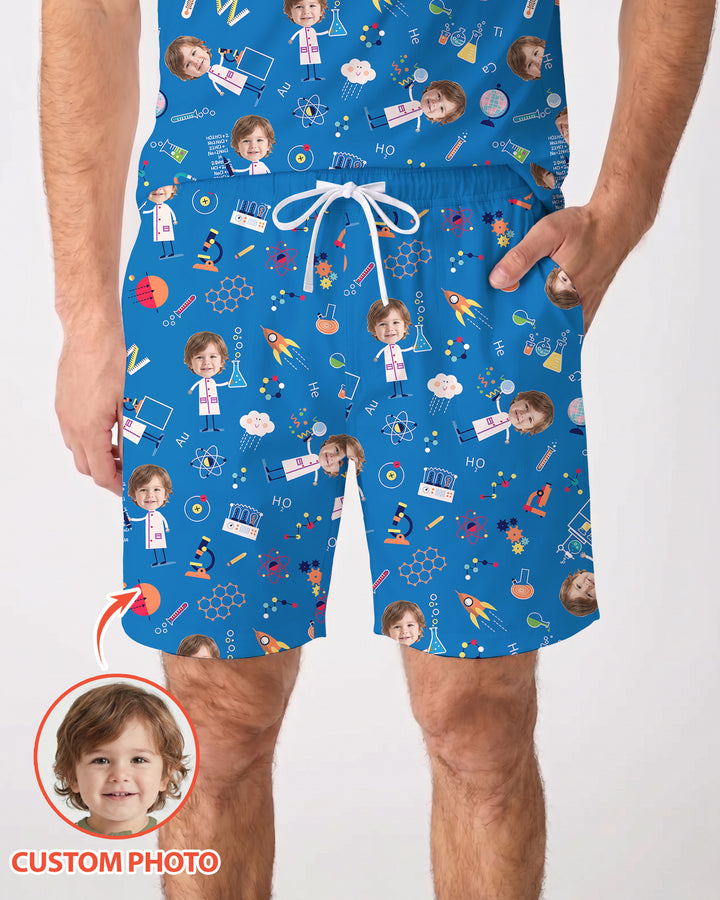 Custom Image Chemical Laboratory Bamboo Men Short Sleeve Short Pajama Set