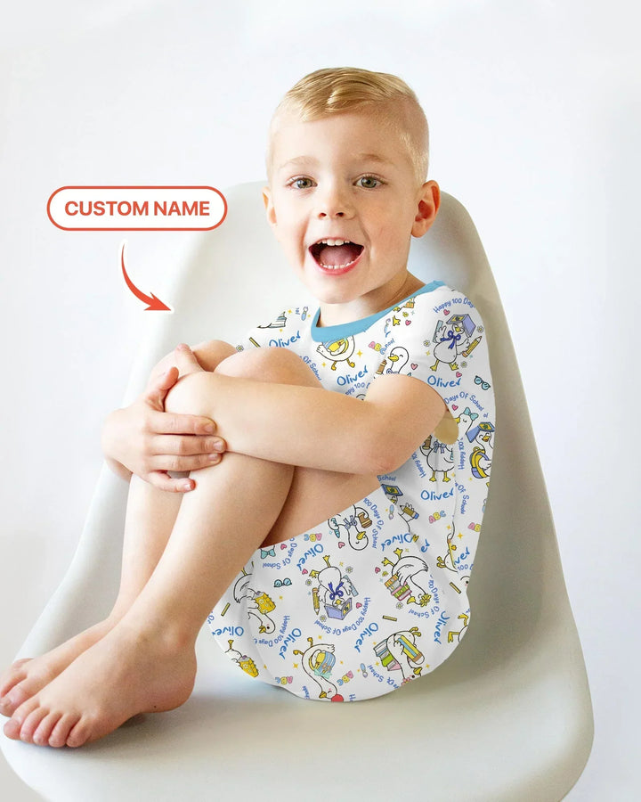 Zweiteiliges Pyjama-Set mit kurzen Ärmeln und Shorts im Sommer-Design