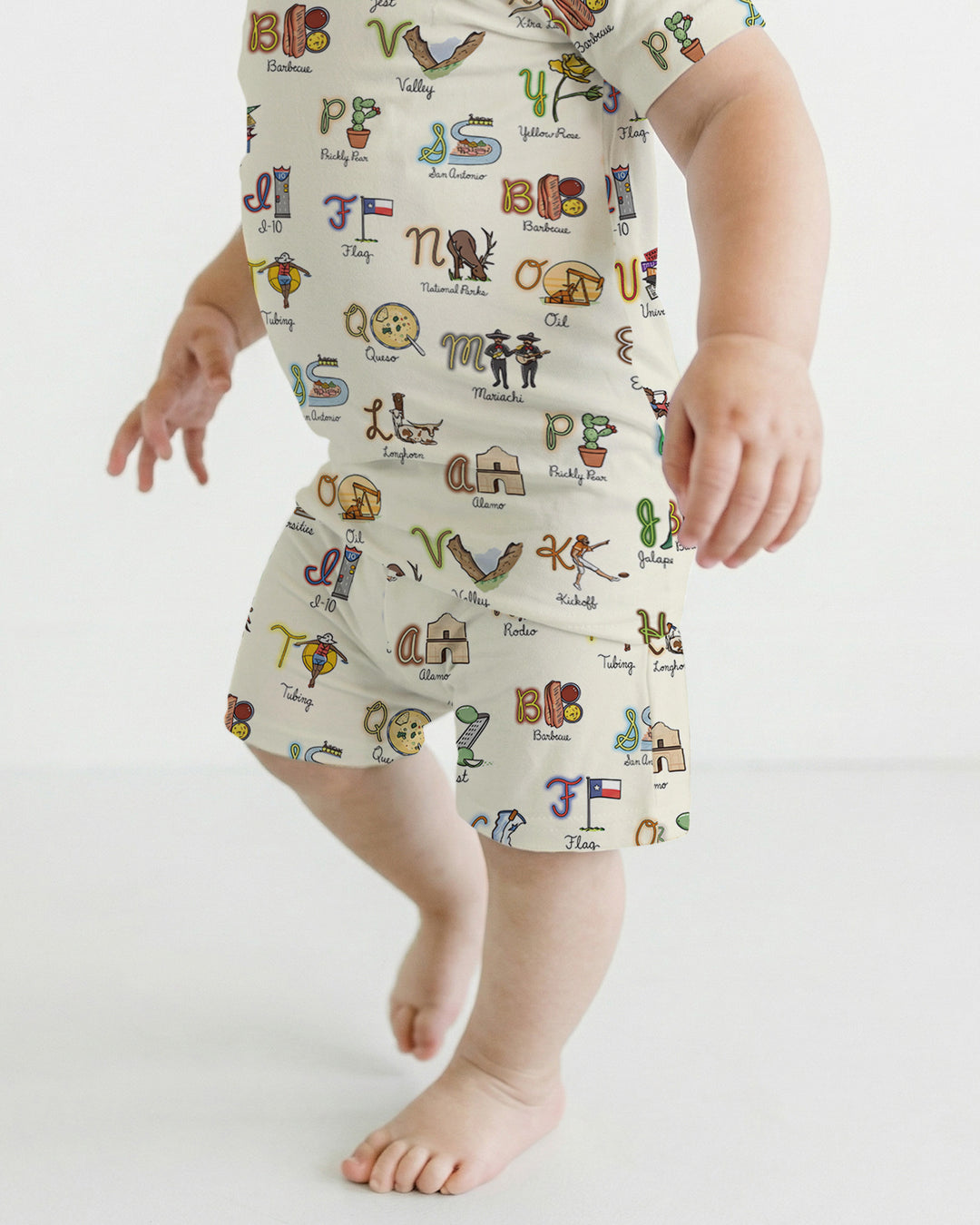 Texas Alphabet Bamboo Two Piece Short Sleeve Shorts Pajama Set
