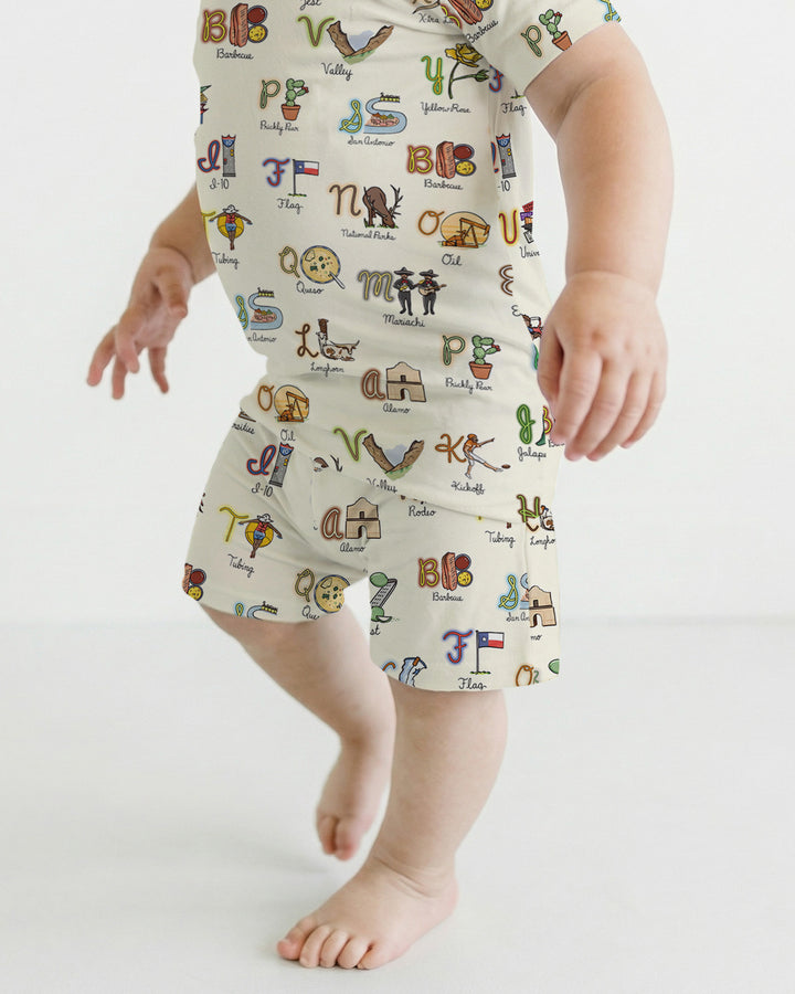 Texas Alphabet Bamboo Two Piece Short Sleeve Shorts Pajama Set