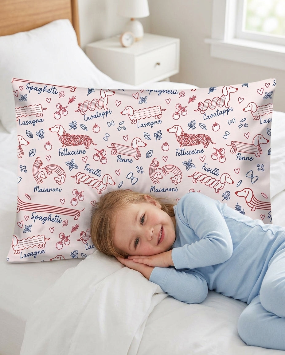 Funny Dachshund Pasta Pups Bamboo Pillow Case
