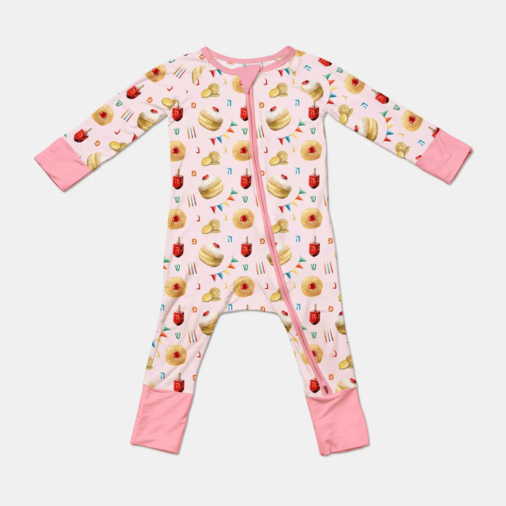 Hanukkah Donuts Convertible Zippy , Hanukkah Donuts Convertible Zippy - 0-3M / Pink