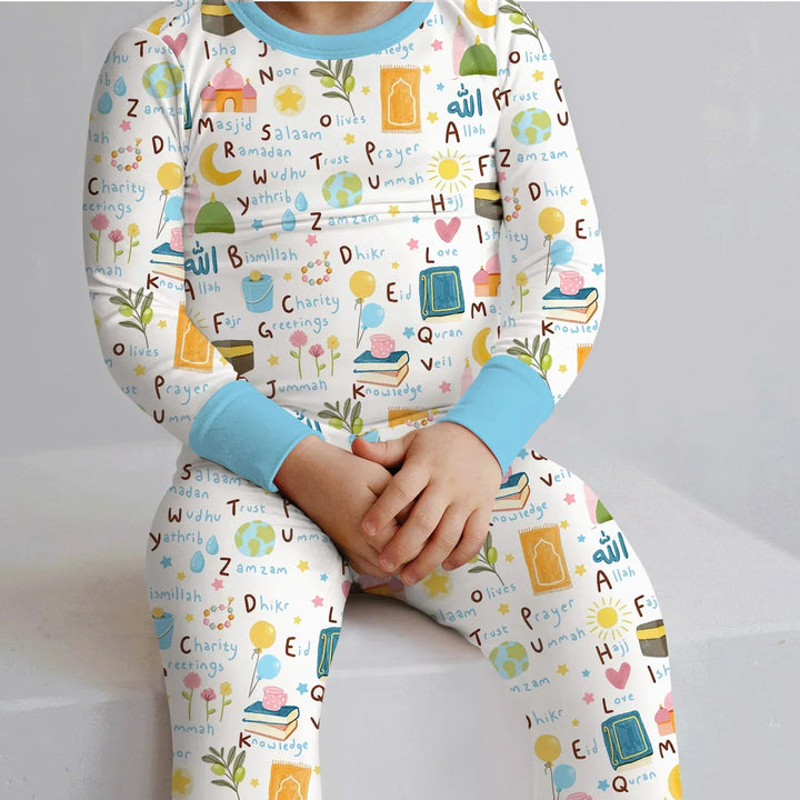 Zweiteiliges Langarm-Pyjama-Set mit Sommerfrüchten