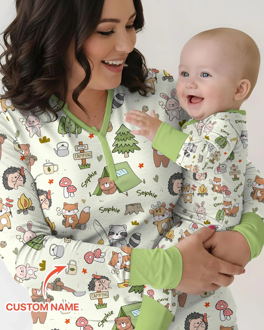 Custom Name Little Camp Buddies Bamboo Women Pajama Set
