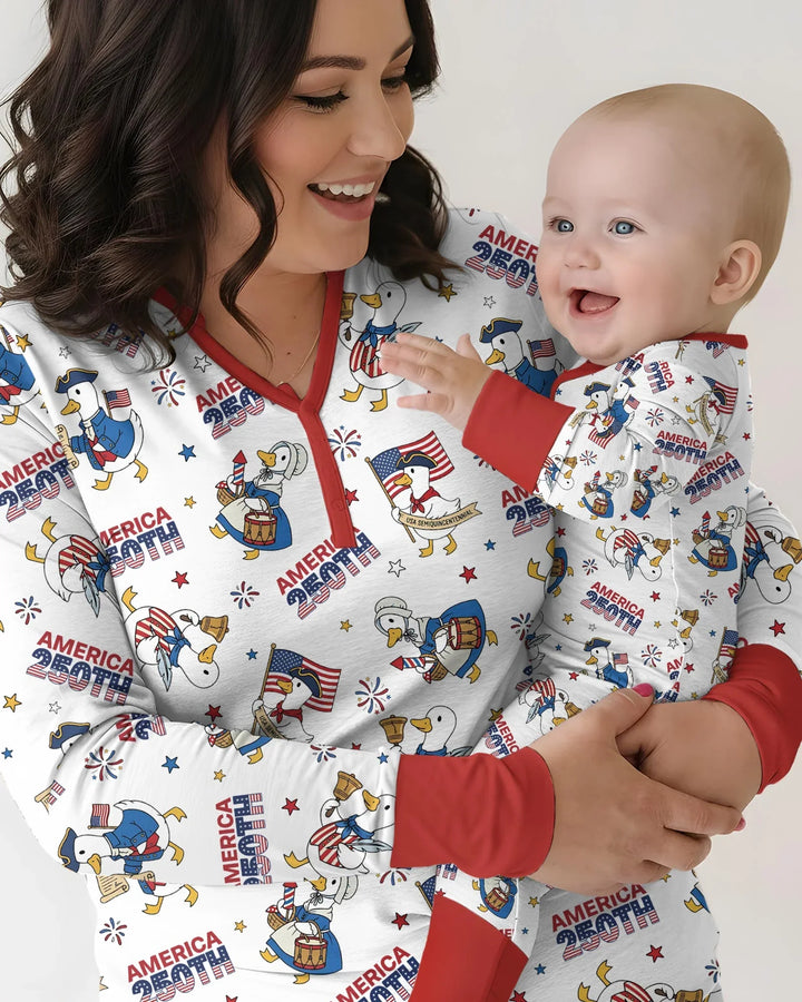 Patriotische Gans feiert 250 Jahre Bambus Pyjama Set für Frauen
