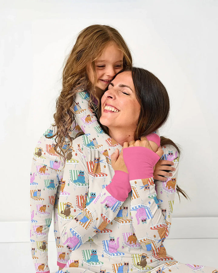 Miau Sonnenbad Mama & Ich passender Pyjama aus Bambus für Damen