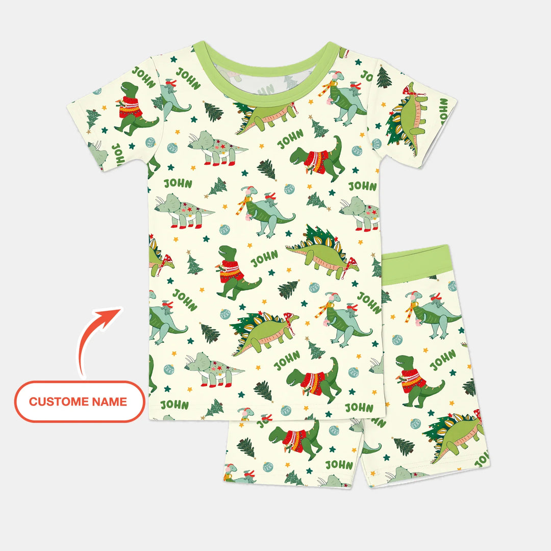Zweiteiliges Pyjama-Set mit kurzen Ärmeln und Shorts im Sommer-Design