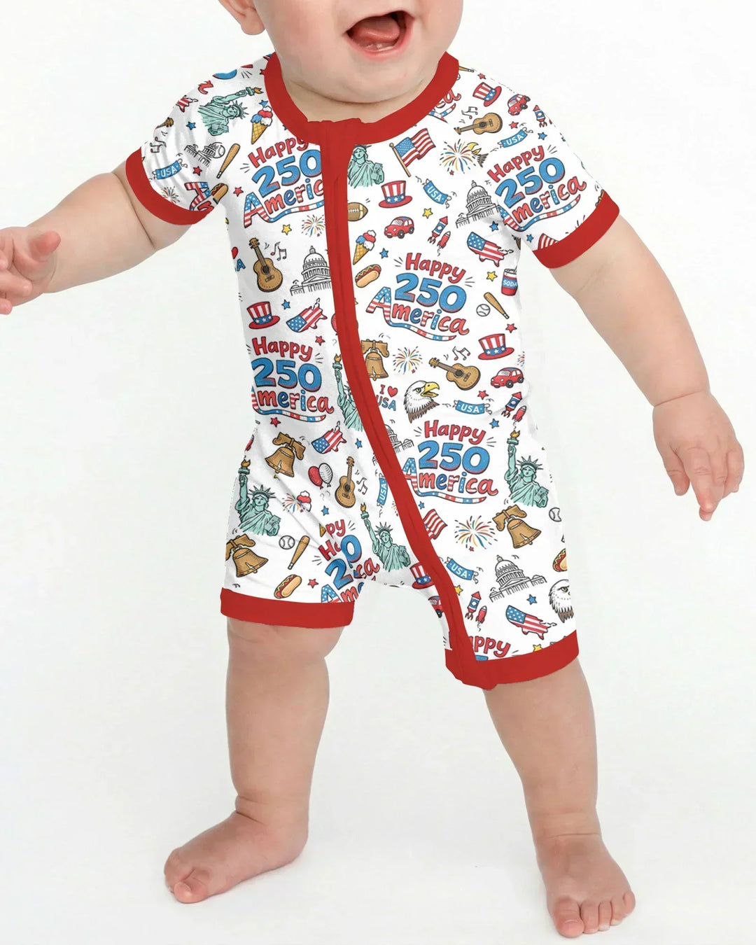 Happy 250 America I love USA Bamboo Shorty Zippy