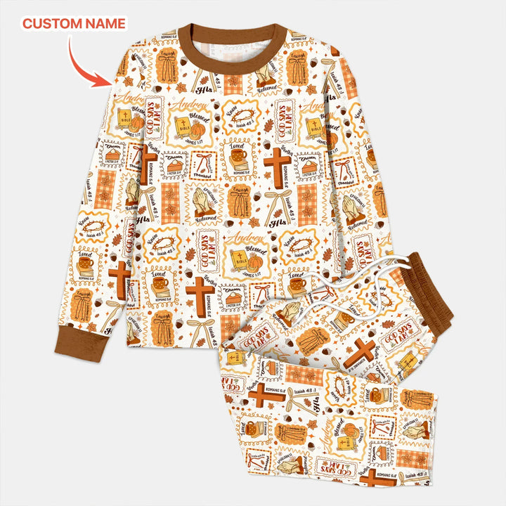 Custom Name I Am Thankful For Jesus Men's Pajama Set , Custom Name I Am Thankful For Jesus Men's Pajama Set - Combo Shirt & Pants / XS