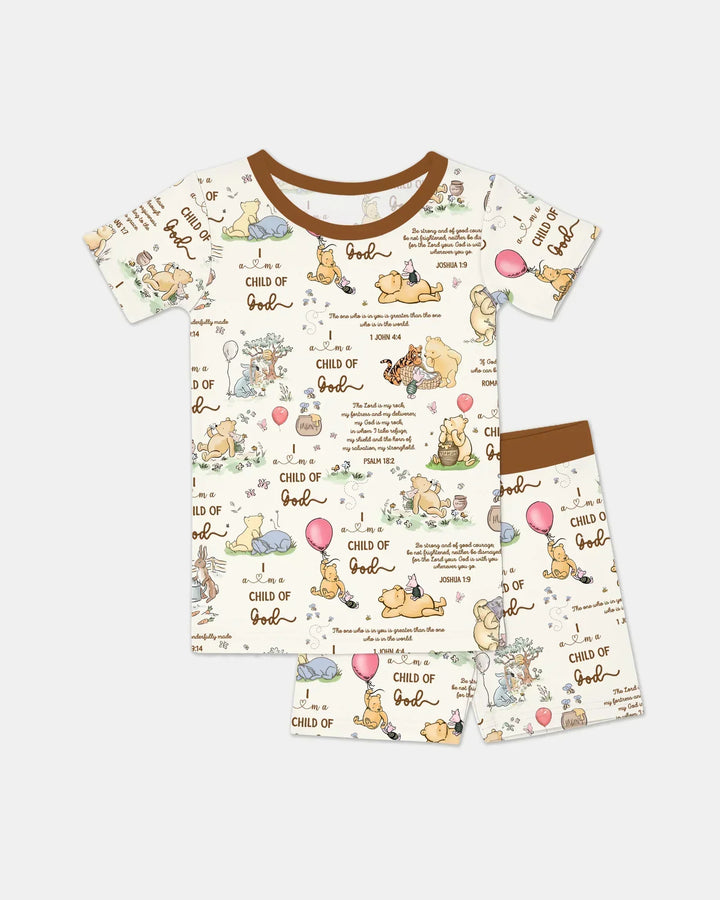 Template Zweiteiliges Pyjama-Set mit kurzen Ärmeln und Shorts
