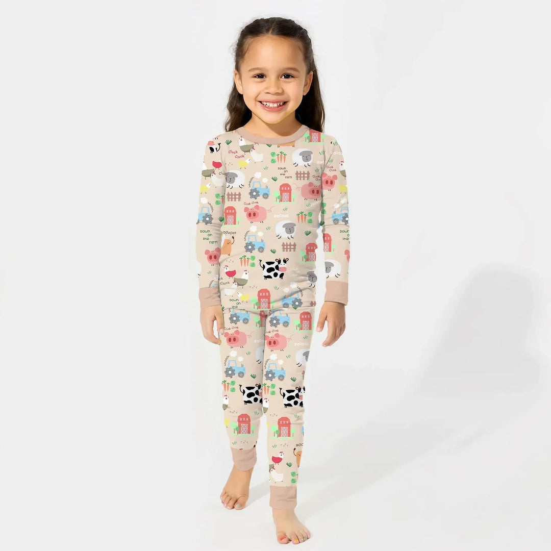 Zweiteiliges Langarm-Pyjama-Set mit Sommerfrüchten