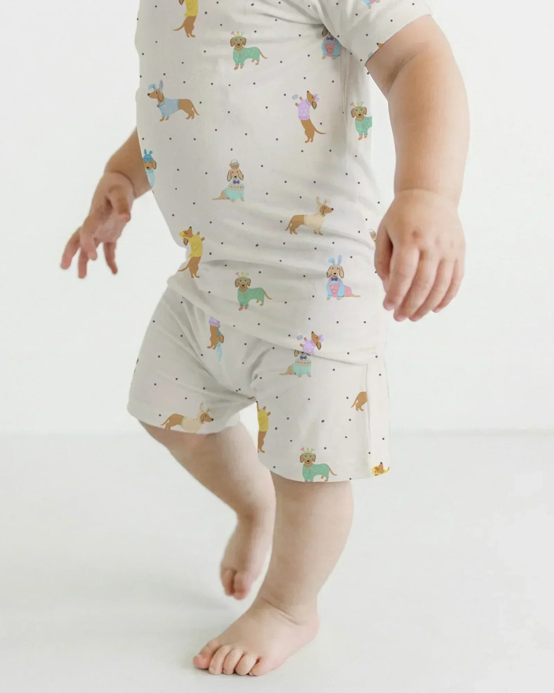 Easter Dachshund Bamboo Two Piece Short Sleeve Shorts Pajama Set