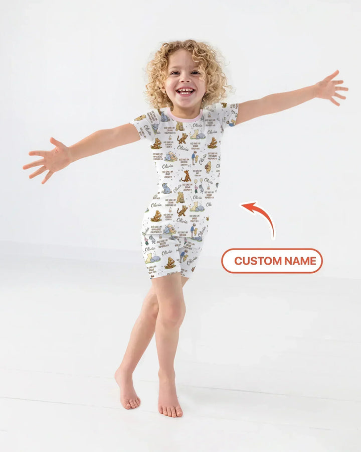 Zweiteiliges Pyjama-Set mit kurzen Ärmeln und Shorts im Sommer-Design