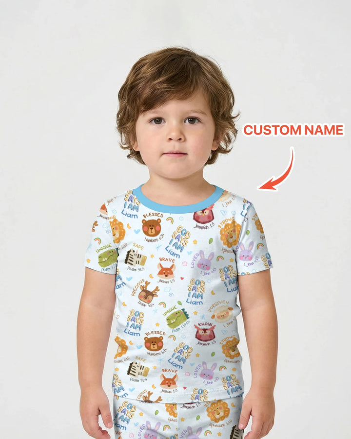 Zweiteiliges Pyjama-Set mit kurzen Ärmeln und Shorts im Sommer-Design