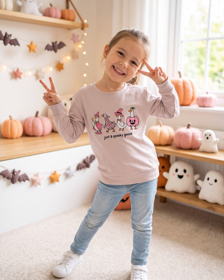 Just a Spooky Goose Embroidered Bamboo Crewneck Sweatshirt