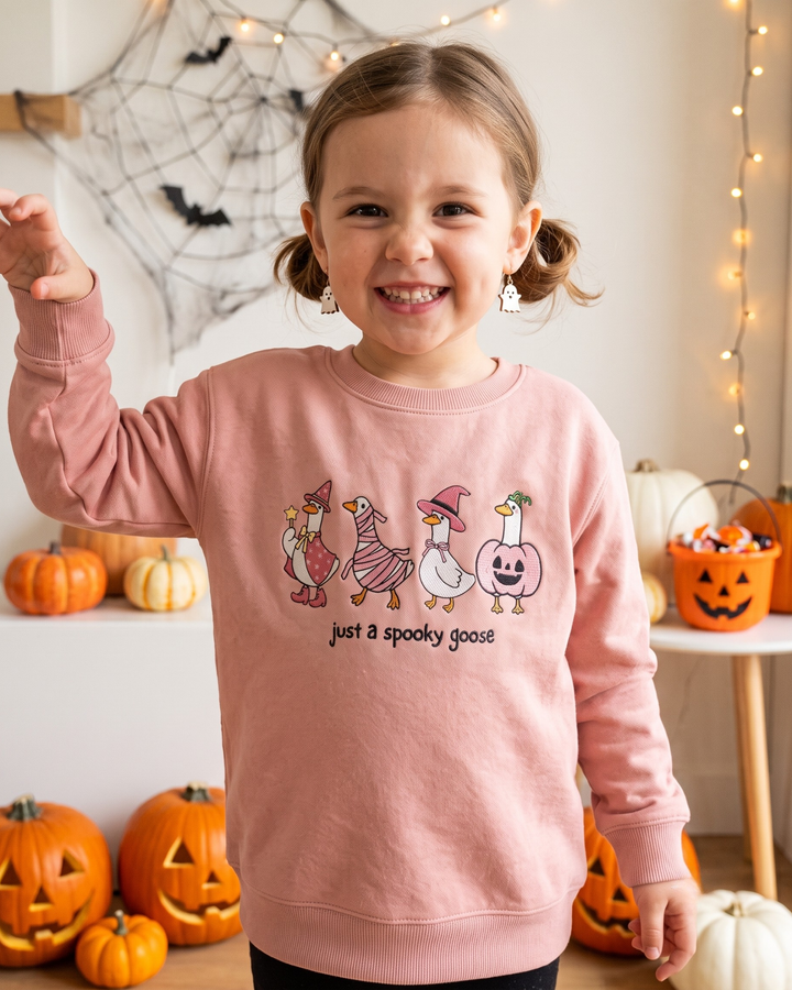 Just a Spooky Goose Embroidered Bamboo Crewneck Sweatshirt