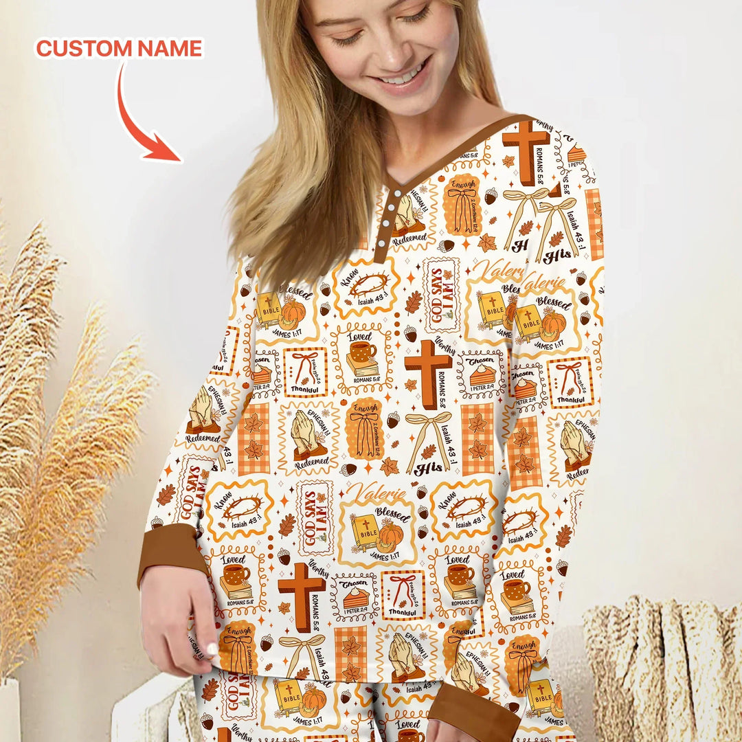Custom Name I Am Thankful For Jesus Women Pajama Set , Custom Name I Am Thankful For Jesus Women Pajama Set - Only Shirt / S