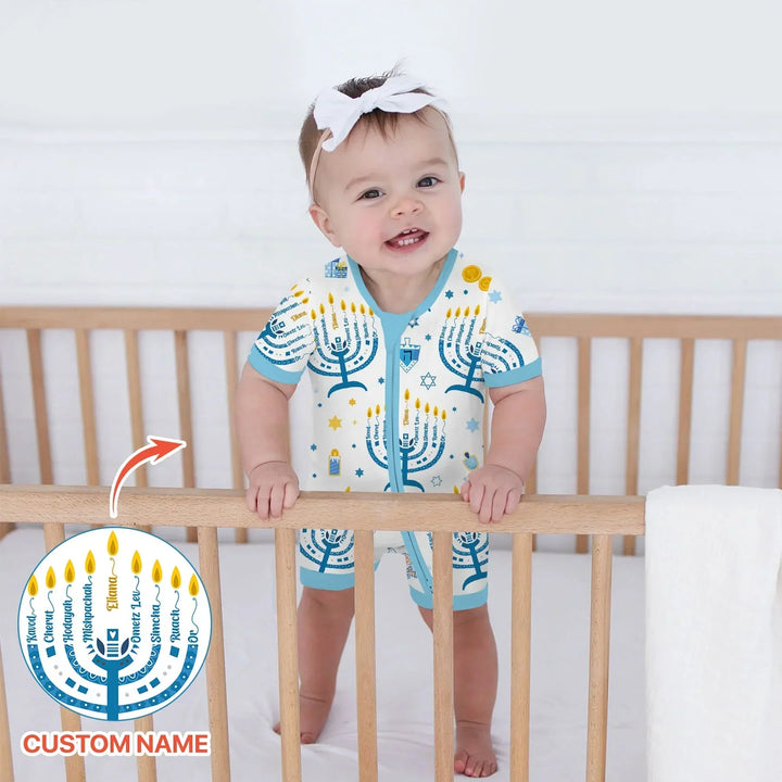 Hanukkah Custom Name Bamboo Shorty Zippy