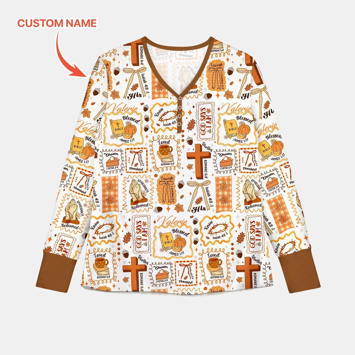 Custom Name I Am Thankful For Jesus Women Pajama Set , Custom Name I Am Thankful For Jesus Women Pajama Set - Only Shirt / S