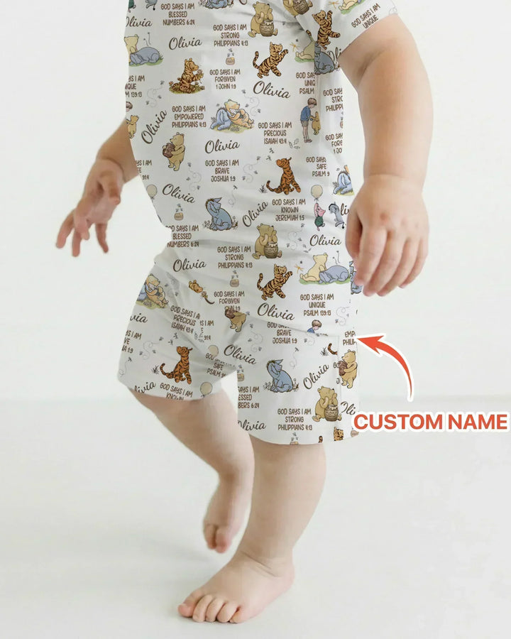 Zweiteiliges Pyjama-Set mit kurzen Ärmeln und Shorts im Sommer-Design