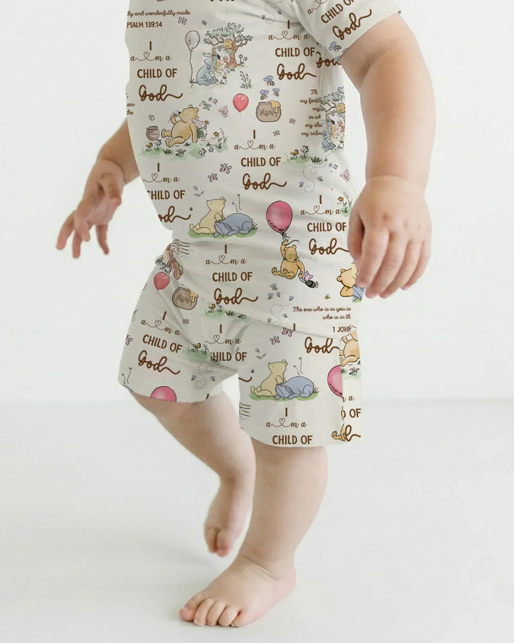 Template Zweiteiliges Pyjama-Set mit kurzen Ärmeln und Shorts