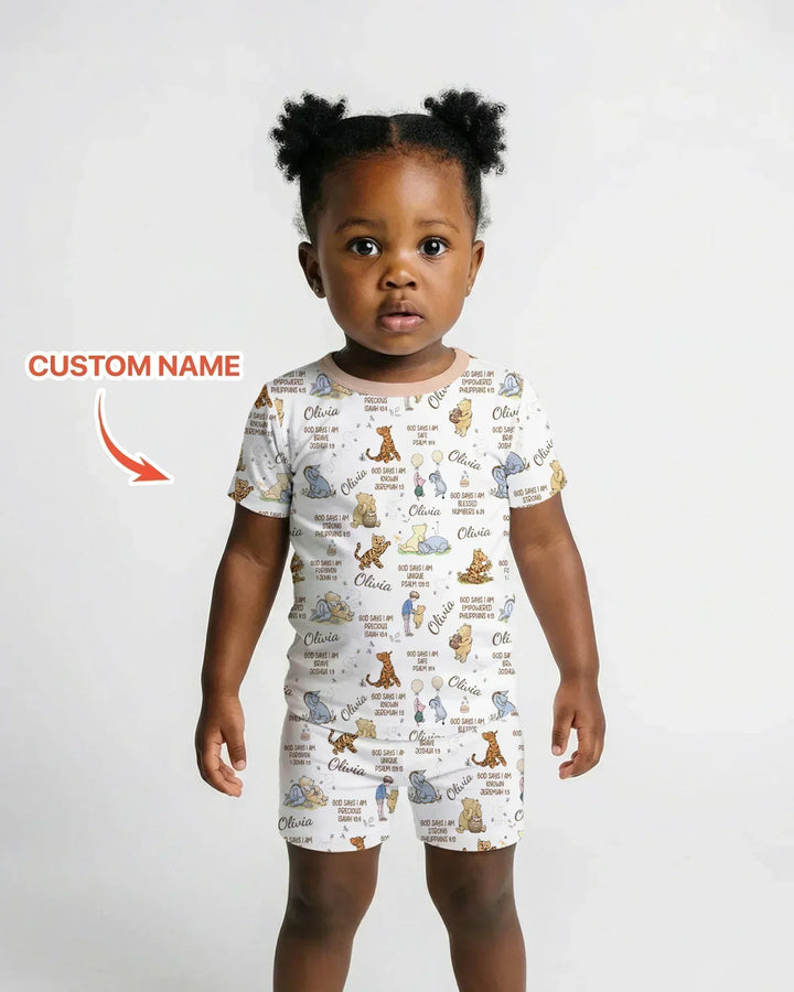 Zweiteiliges Pyjama-Set mit kurzen Ärmeln und Shorts im Sommer-Design