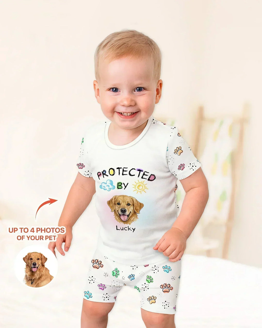 Zweiteiliges Pyjama-Set mit kurzen Ärmeln und Shorts im Sommer-Design