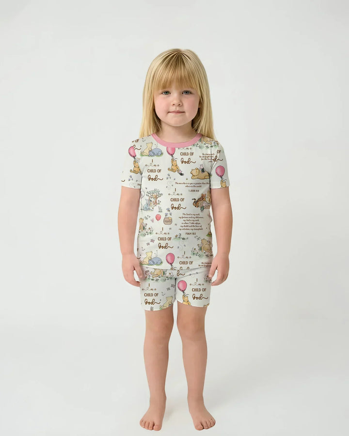 Template Zweiteiliges Pyjama-Set mit kurzen Ärmeln und Shorts