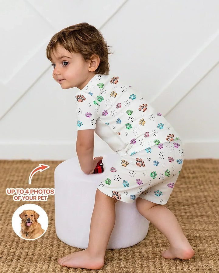 Zweiteiliges Pyjama-Set mit kurzen Ärmeln und Shorts im Sommer-Design