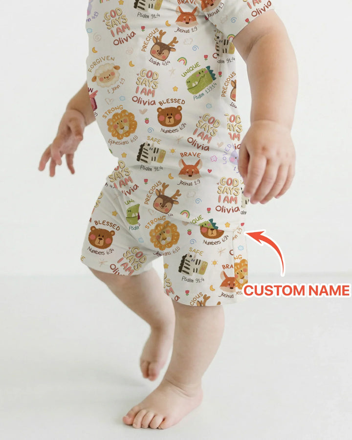 Zweiteiliges Pyjama-Set mit kurzen Ärmeln und Shorts im Sommer-Design