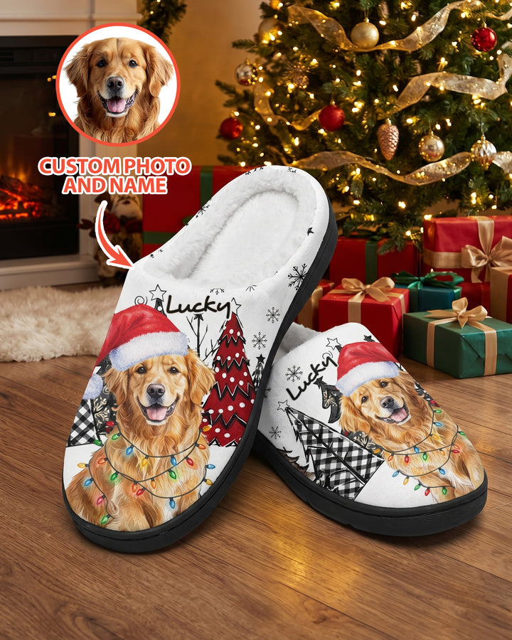 Pet Photo Watercolor Flat Scuff Slipper