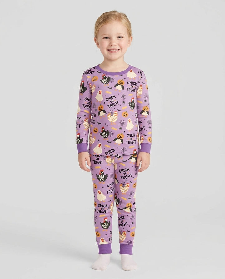 Halloween Chick Or Treat Bamboo Two Piece Long Sleeve Pajama Set