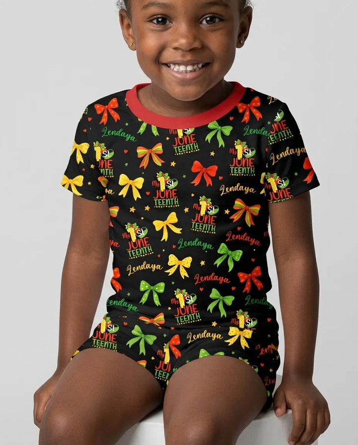 Zweiteiliges Pyjama-Set mit kurzen Ärmeln und Shorts im Sommer-Design