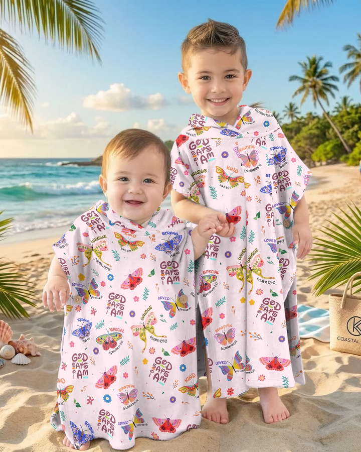 God says I am Butterfly Bamboo Swim Poncho