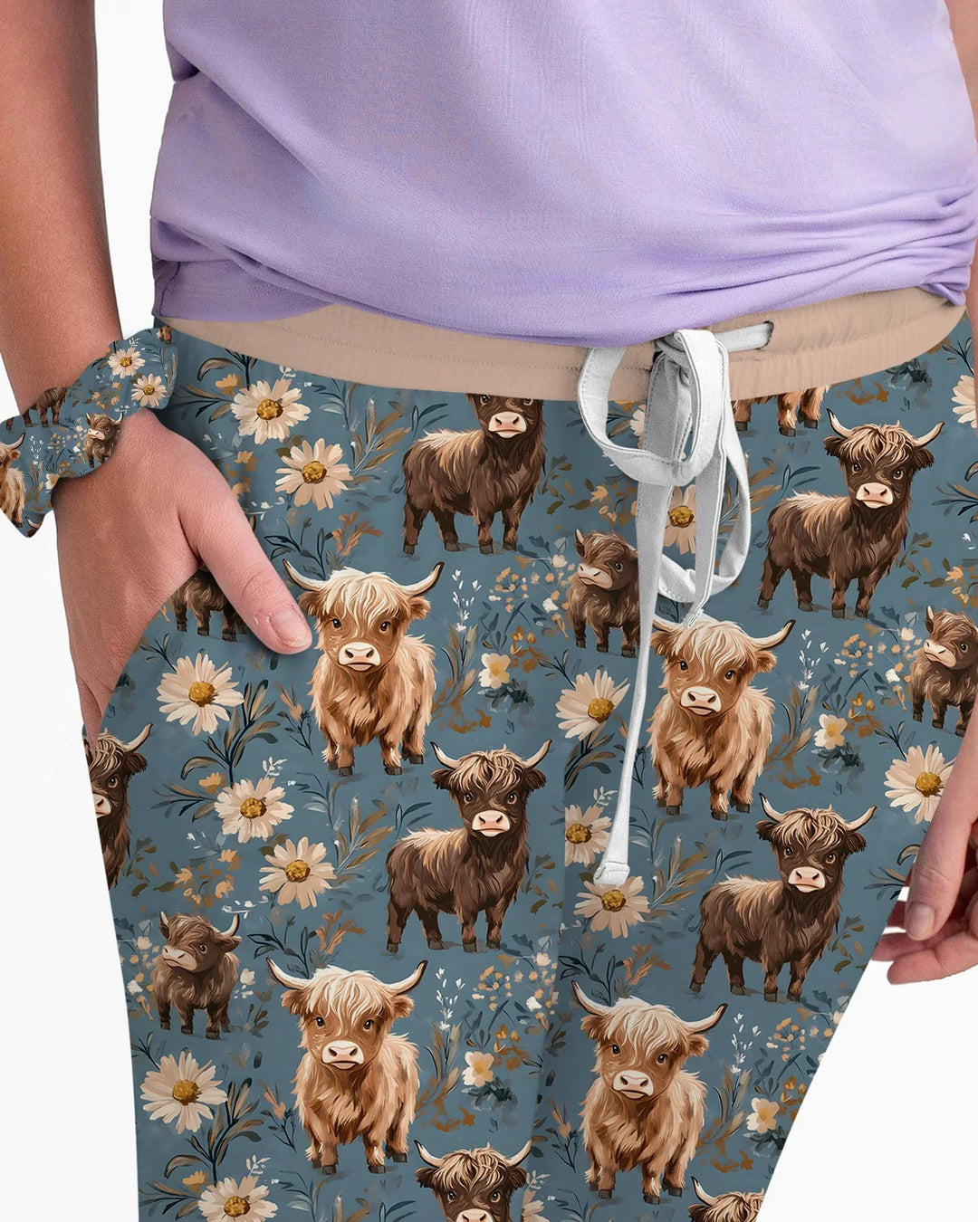 Majestic Highland Cows Familie passende Bambus Damen Pyjama Set