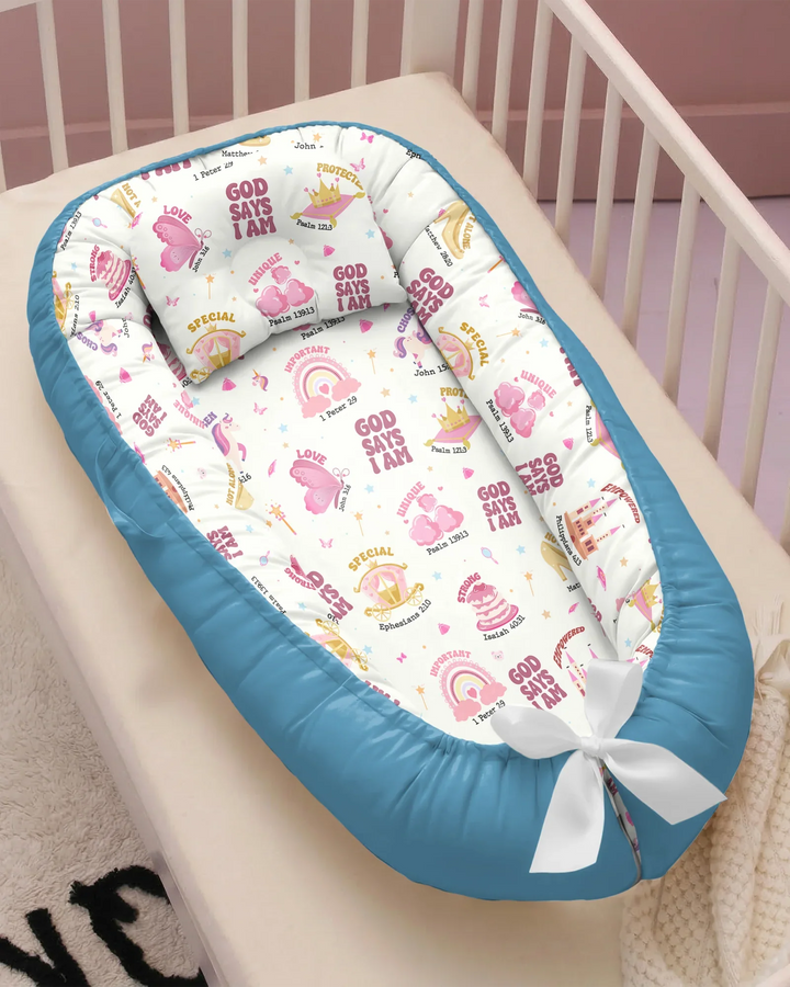 Gott sagt, ich bin ein Mädchen – Babynest aus Bambus