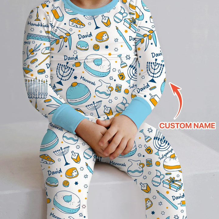 Zweiteiliges Langarm-Pyjama-Set mit Sommerfrüchten