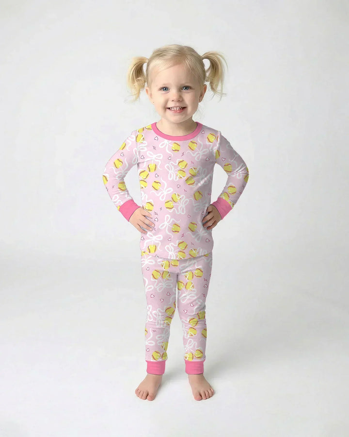 Zweiteiliges Langarm-Pyjama-Set mit Sommerfrüchten