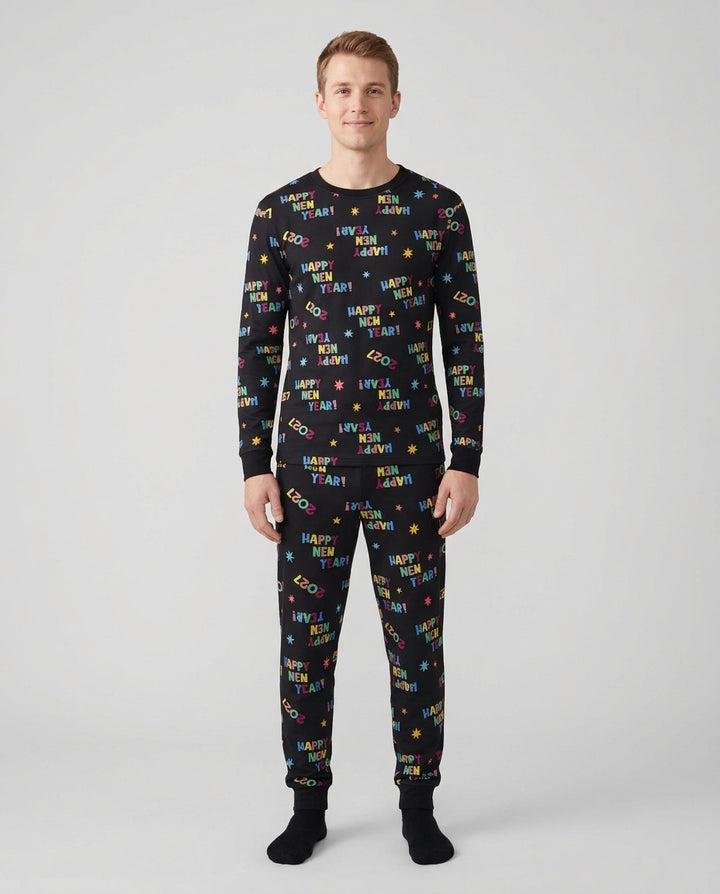 Retro Happy New Year 2027 Bamboo Men's Pajama Set