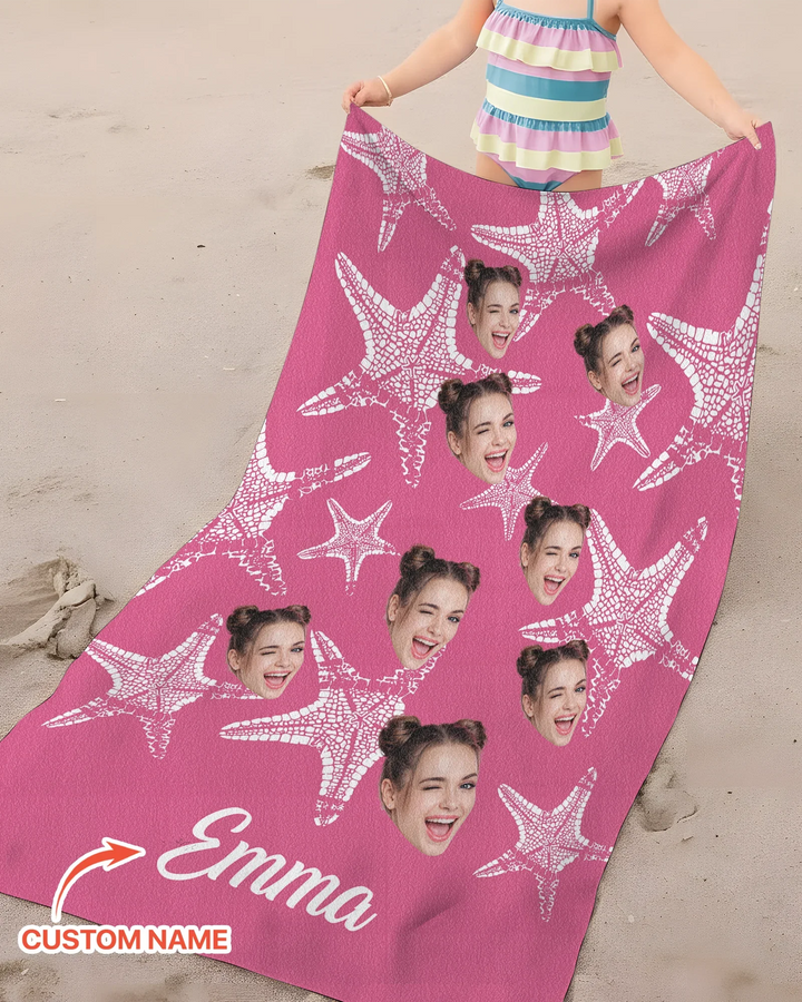 Personalisiertes Seestern-Bambus-Strandtuch mit Namen