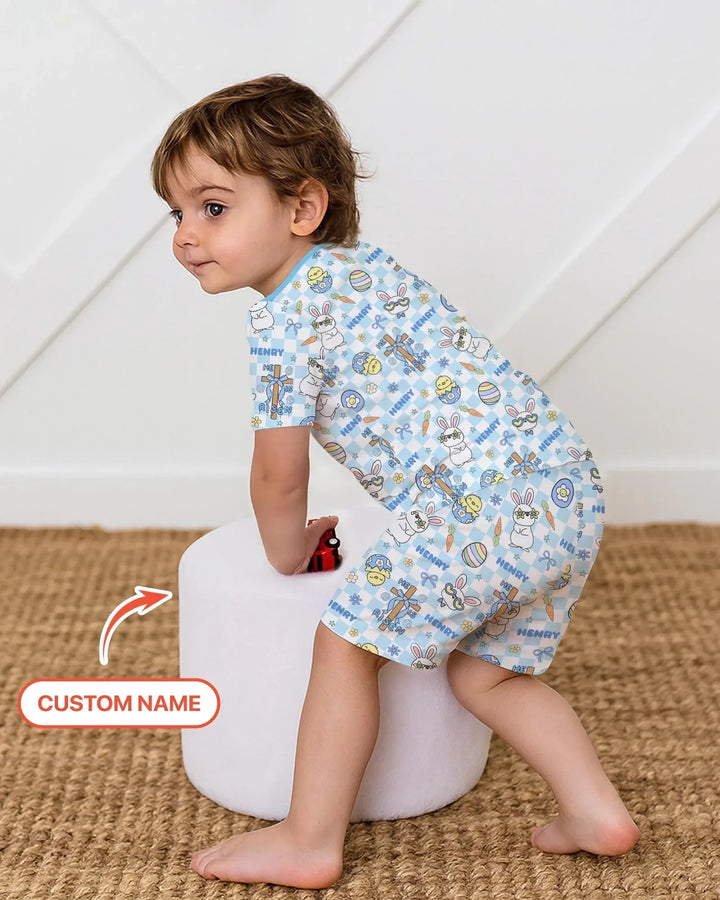 Zweiteiliges Pyjama-Set mit kurzen Ärmeln und Shorts im Sommer-Design