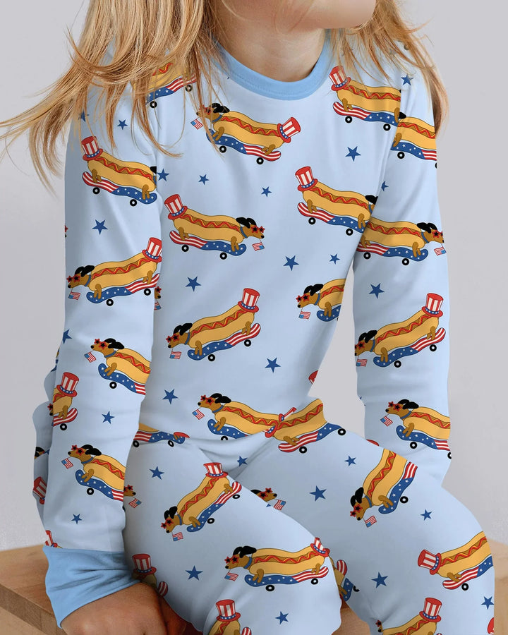 Zweiteiliges Langarm-Pyjama-Set mit Sommerfrüchten