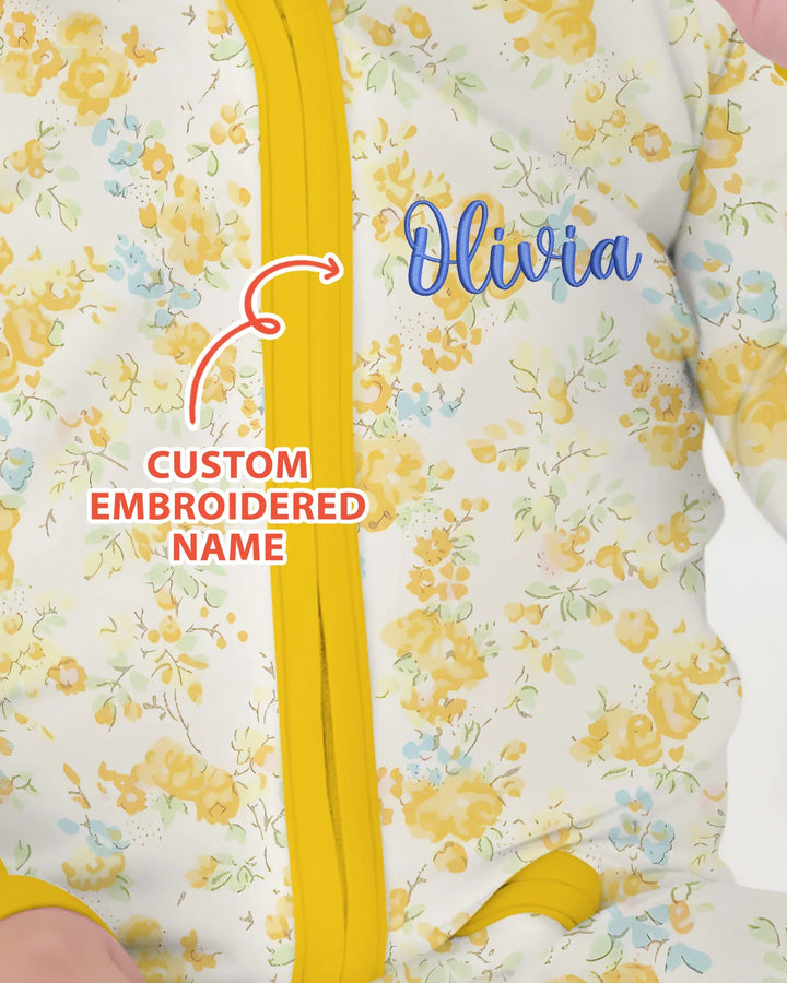 Custom Name Embroidered Floral Bamboo Convertible Zippy