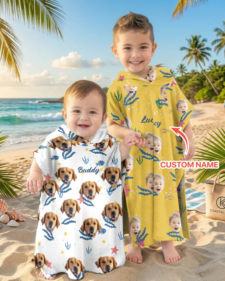 Individueller Foto-Bambus-Schwimmponcho „Wir brauchen alle Vitamin See“
